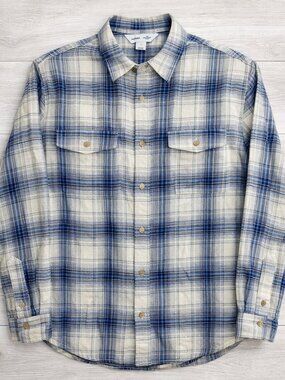 Old Navy Plaid Flannel Shirt Women's XS (Fits like a Small) Blue White